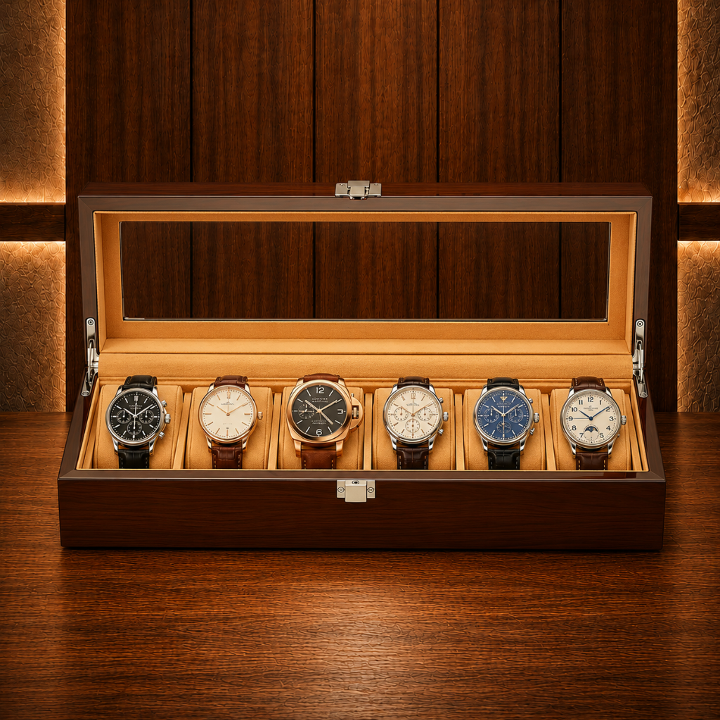 Uhrenbox aus Holz für 6 Uhren