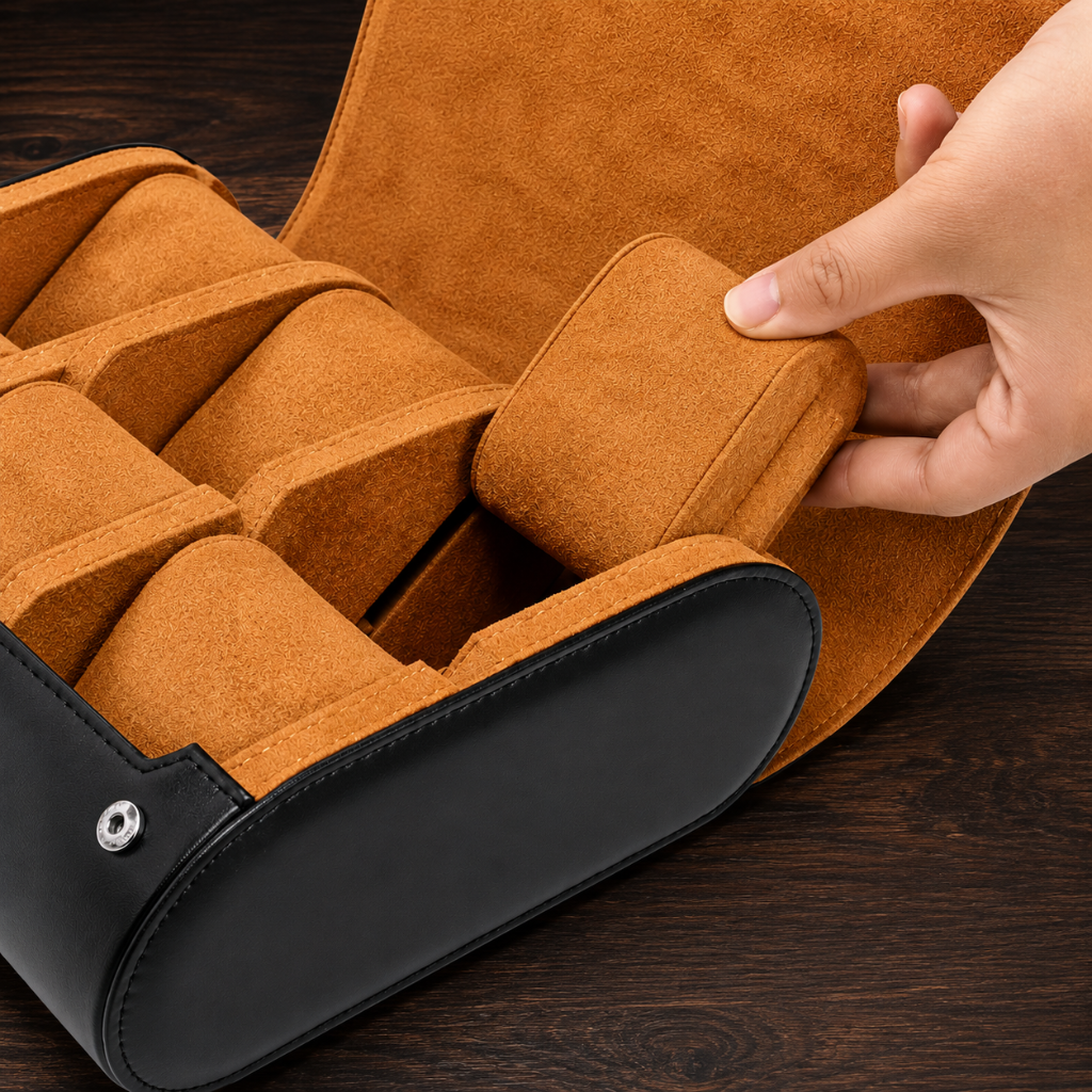 Zylindrische Uhrenbox für 6 Uhren