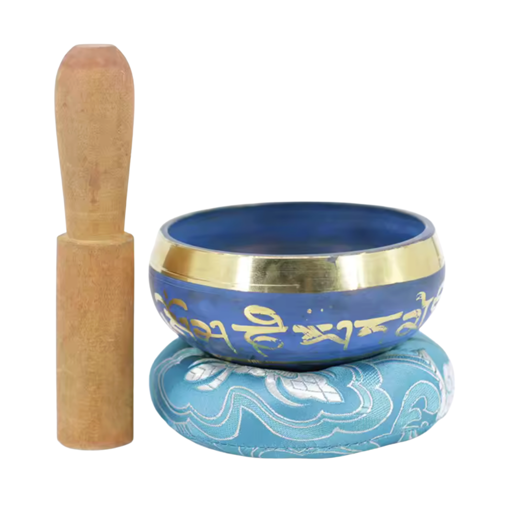 Bol tibétain bleu avec maillet